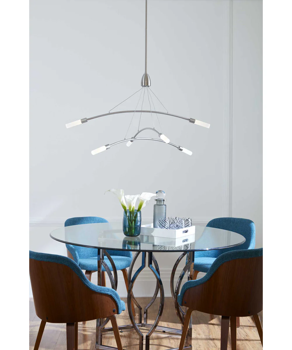 Kylo LED 6-Light Frosted Acrylic Modern Style Chandelier Light Brushed Nickel - Image 3
