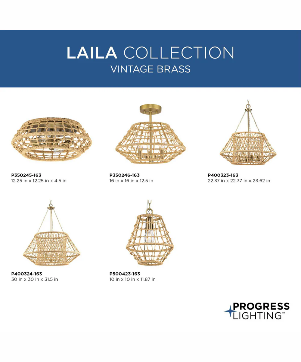 Laila 5-Light Coastal Chandelier with Woven Jute Accents Vintage Brass - Image 5
