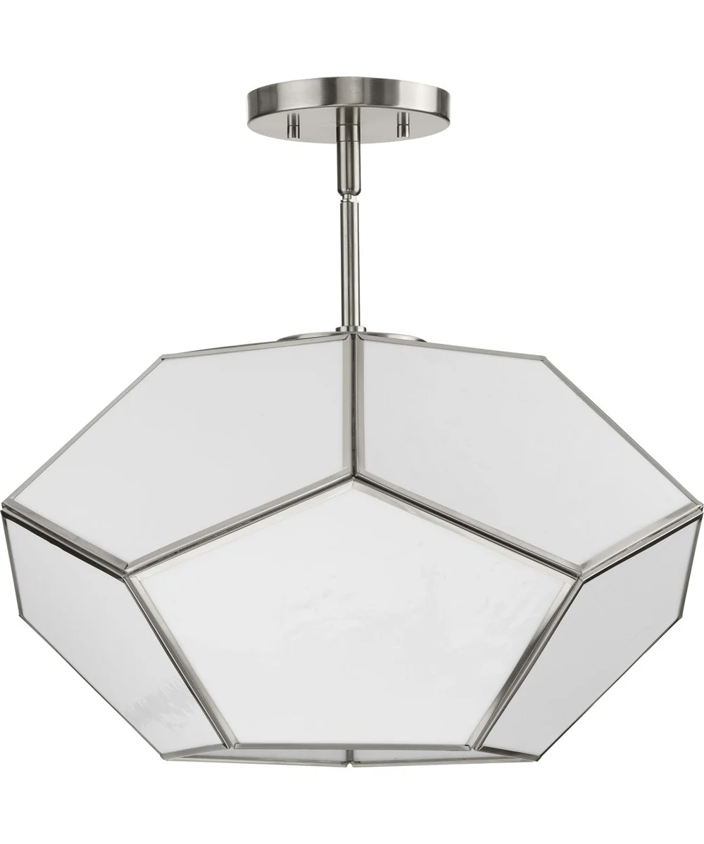 Latham 18 in. 3-Light Flush Mount Brushed Nickel