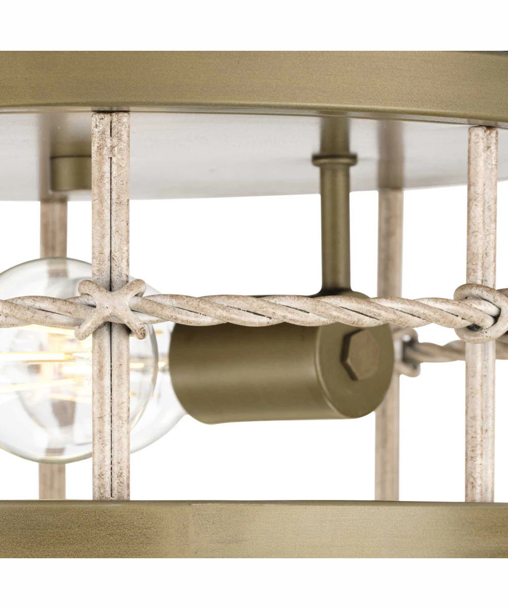 Lattimore 13 in. 2-Light Coastal Flush Mount Aged Brass - Image 5