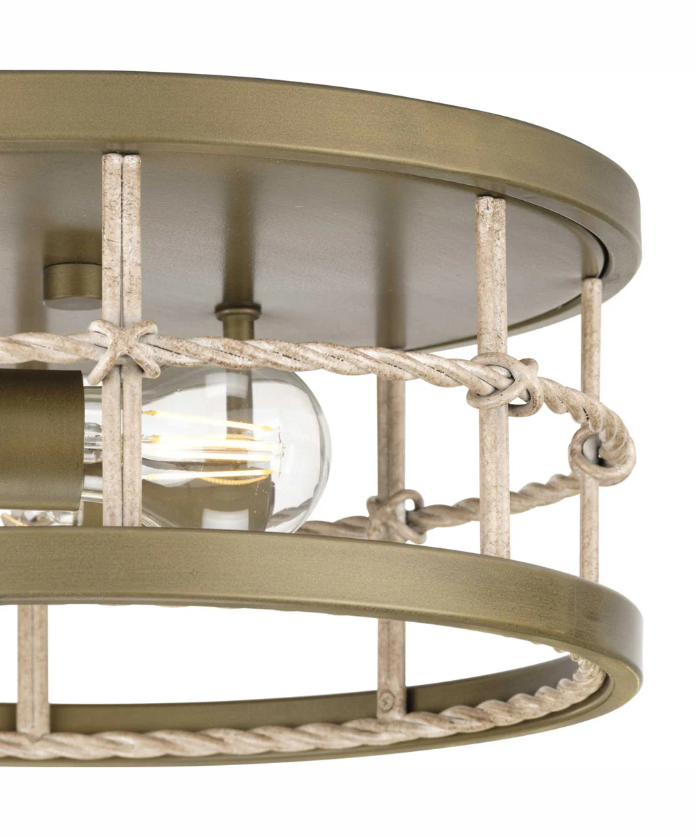Lattimore 13 in. 2-Light Coastal Flush Mount Aged Brass - Image 7