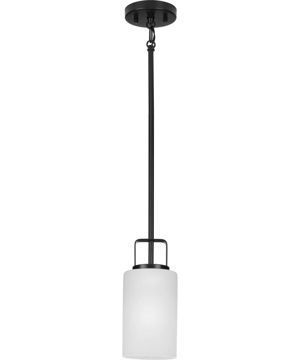 League 1-Light Etched Glass Modern Farmhouse Mini-Pendant Hanging Light Matte Black - Image 8