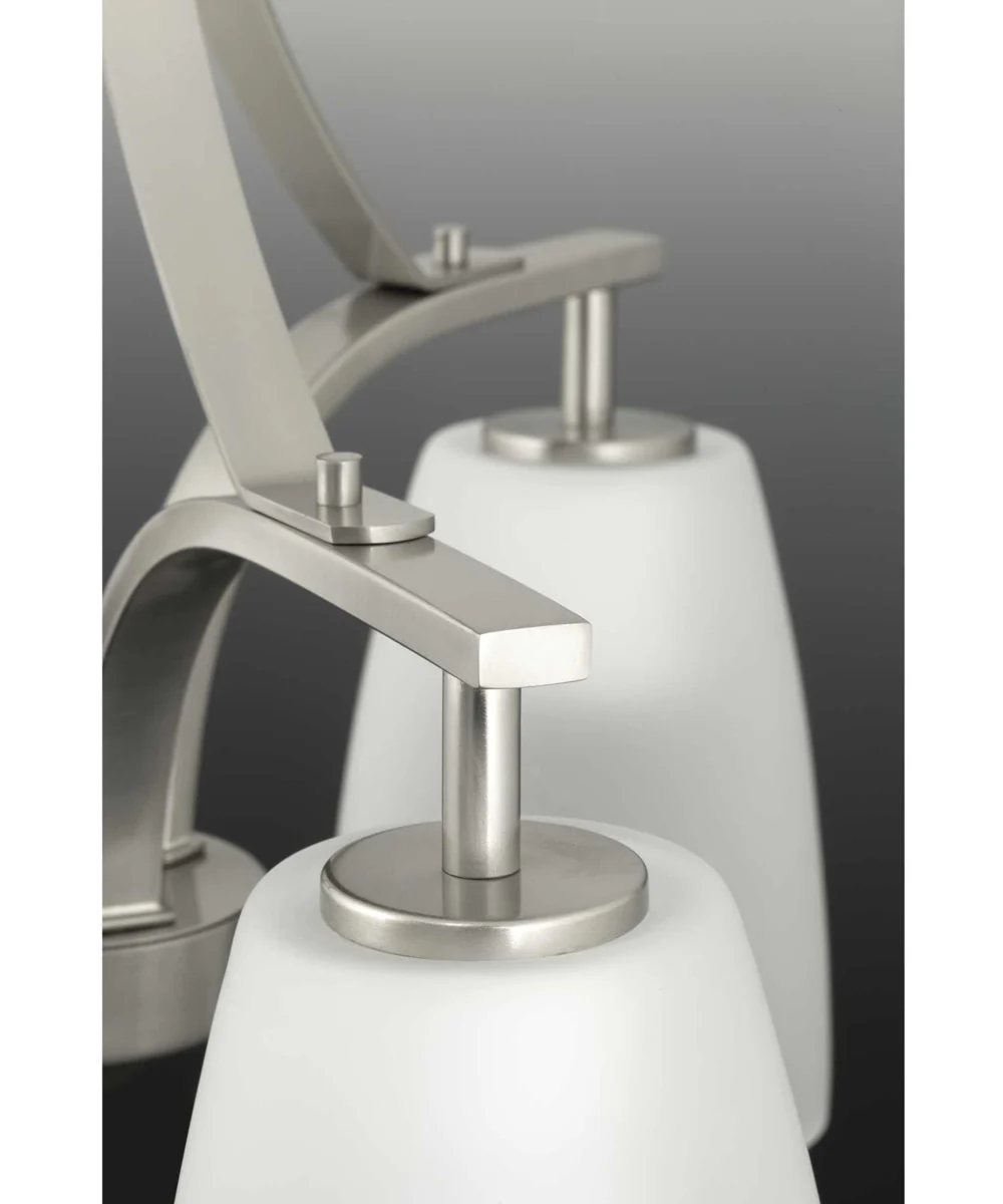 Leap 3-Light Etched Glass Modern Chandelier Light Brushed Nickel - Image 2