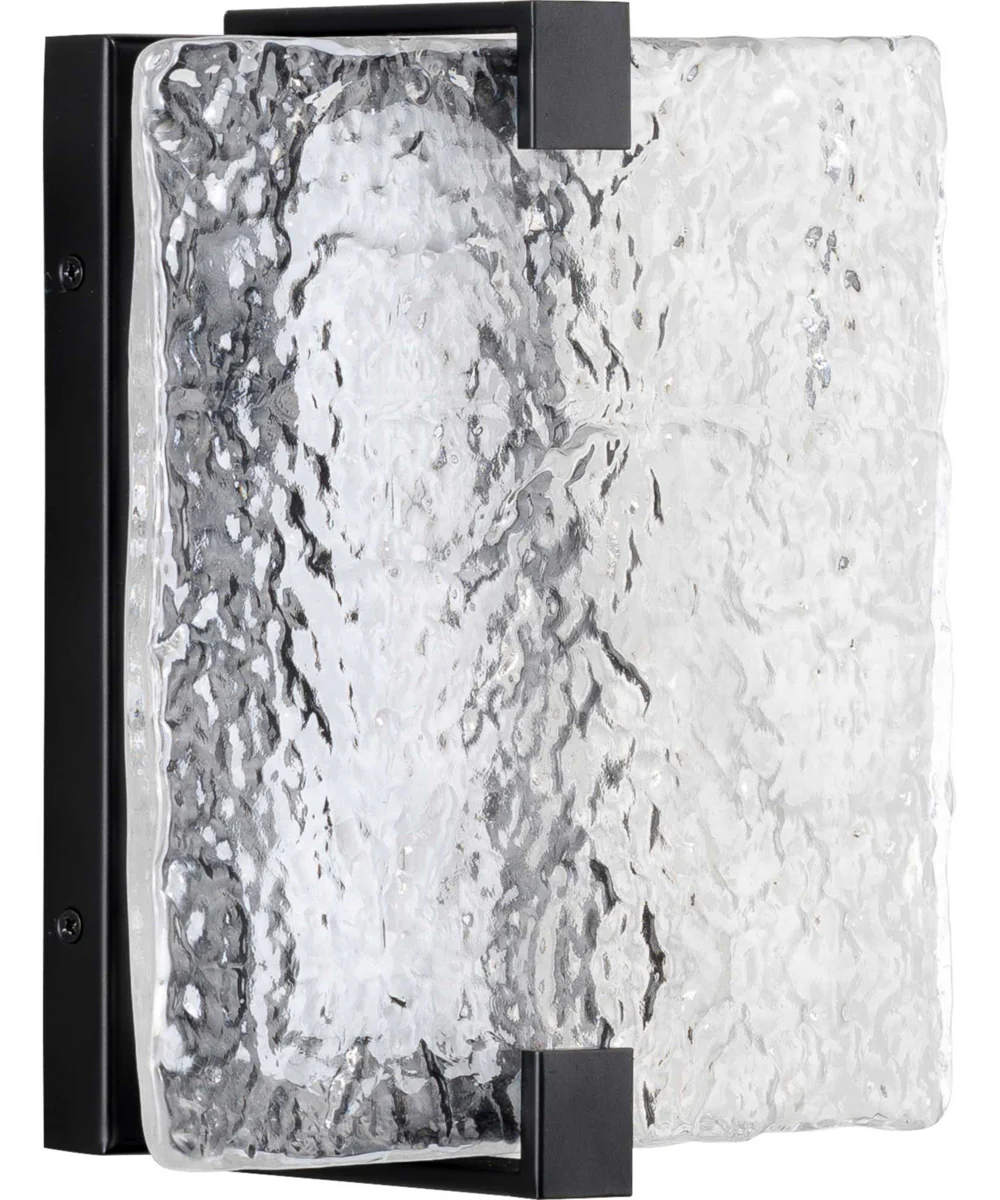 LED Stone Glass Sconce Black ADA Wall Sconce Matte Black