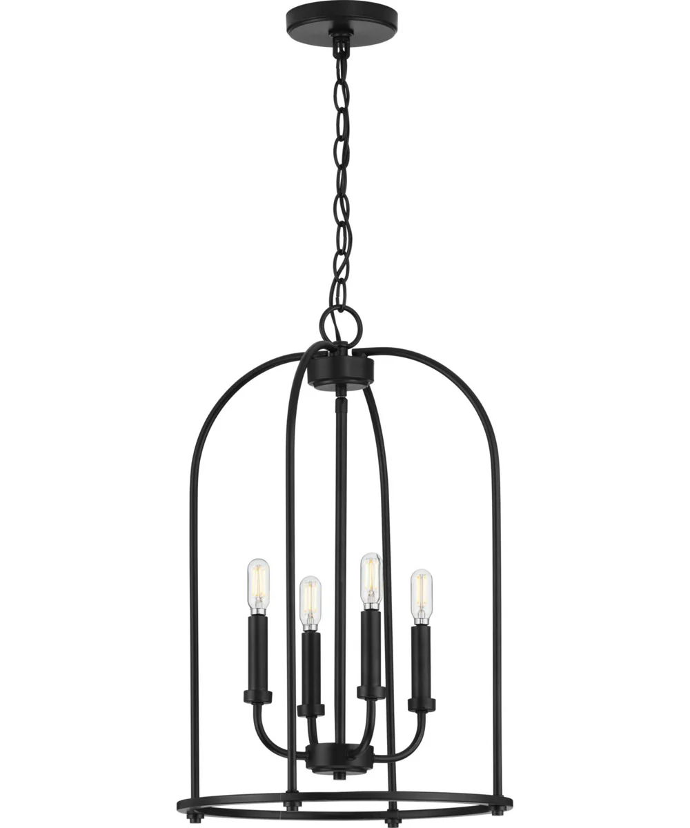 Leyden 4-Light Farmhouse Style Foyer Pendant Light Matte Black - Image 3
