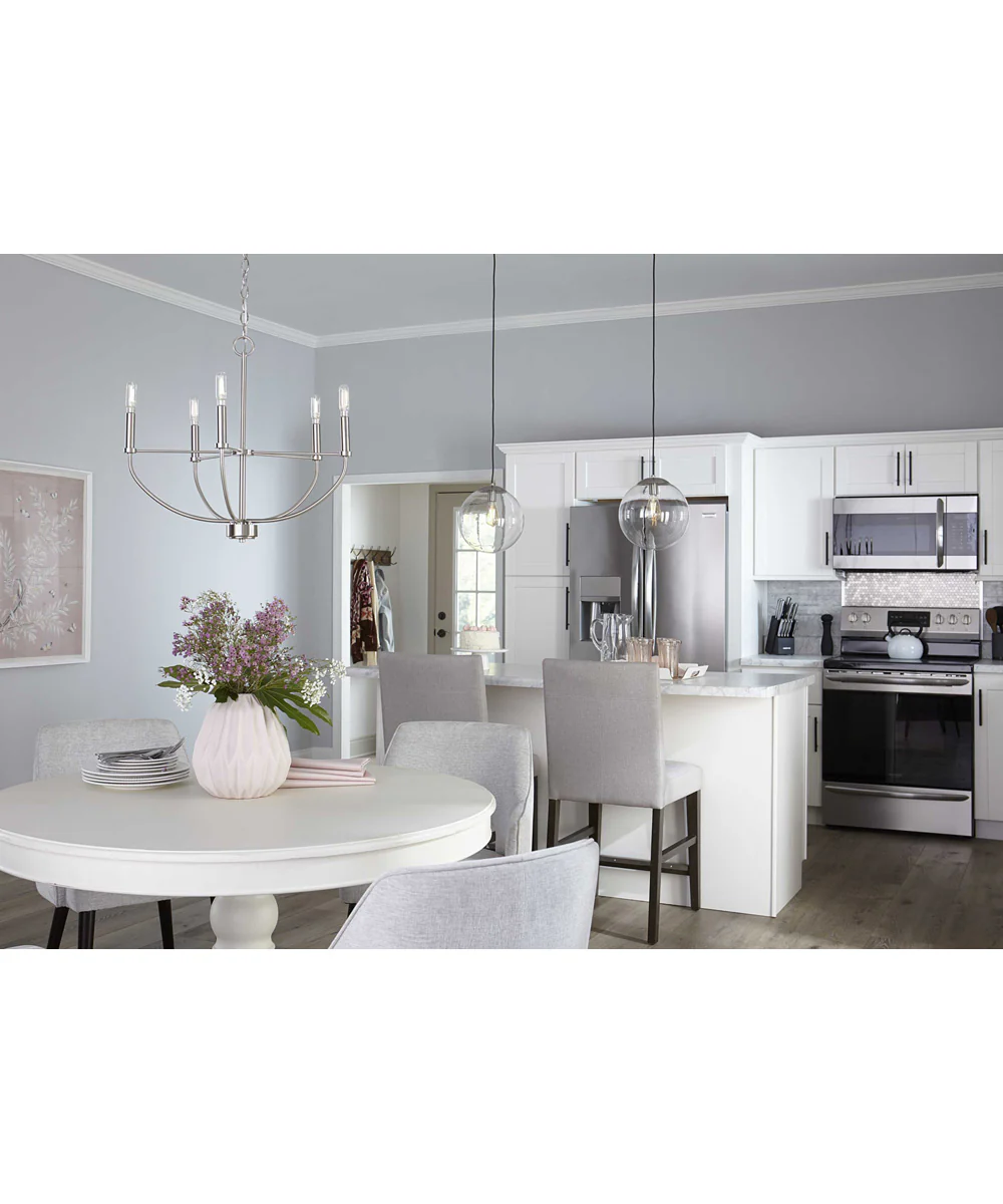 Leyden 5-Light Farmhouse Style Chandelier Brushed Nickel - Image 3