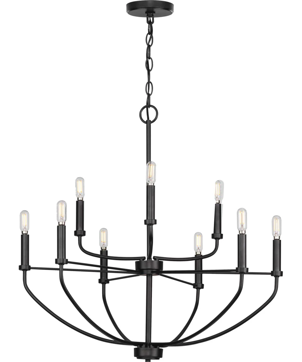Leyden 9-Light Farmhouse Style Chandelier Light Matte Black - Image 3