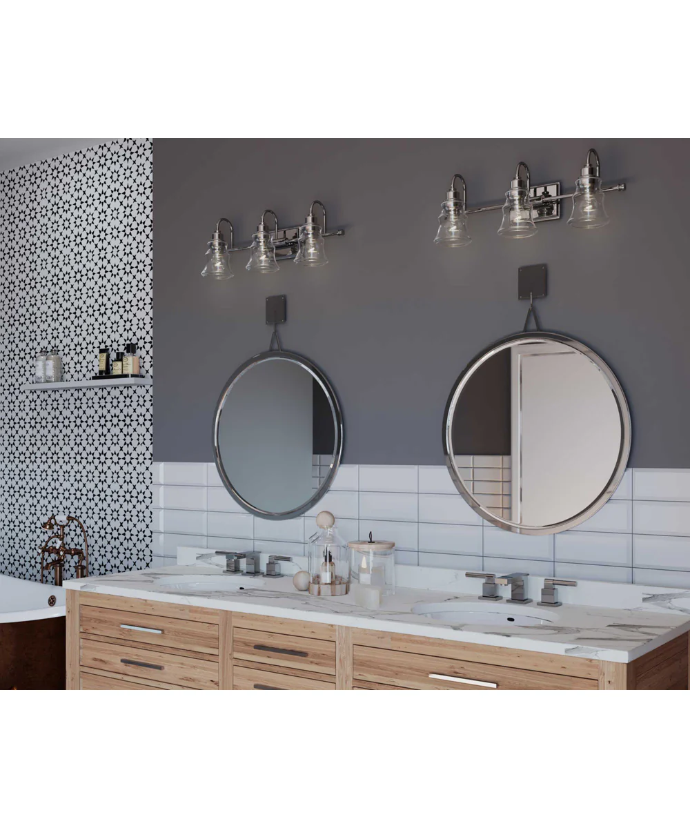 Litchfield 3-Light Clear Glass Coastal Bath Vanity Light Polished Chrome - Image 2