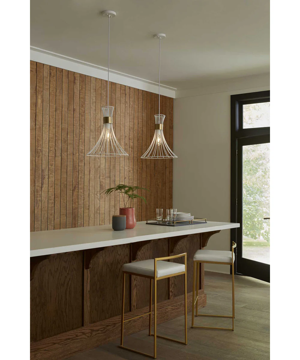 Lorin 1-Light Mid-Century Modern Metal Pendant Light Satin White - Image 2