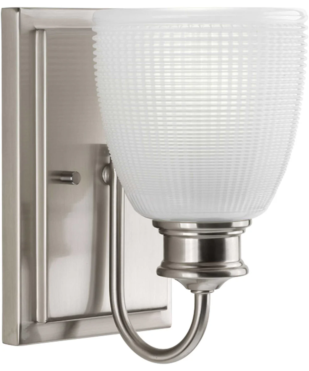 Lucky 1-Light Frosted Prismatic Glass Coastal Bath Vanity Light Brushed Nickel - Image 4