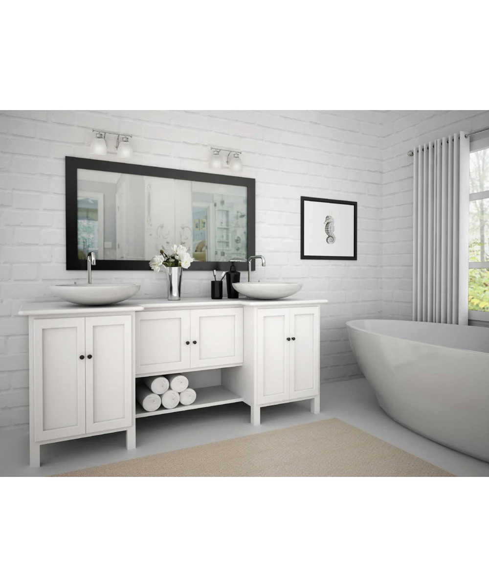 Lucky 2-Light Frosted Prismatic Glass Coastal Bath Vanity Light Brushed Nickel - Image 2