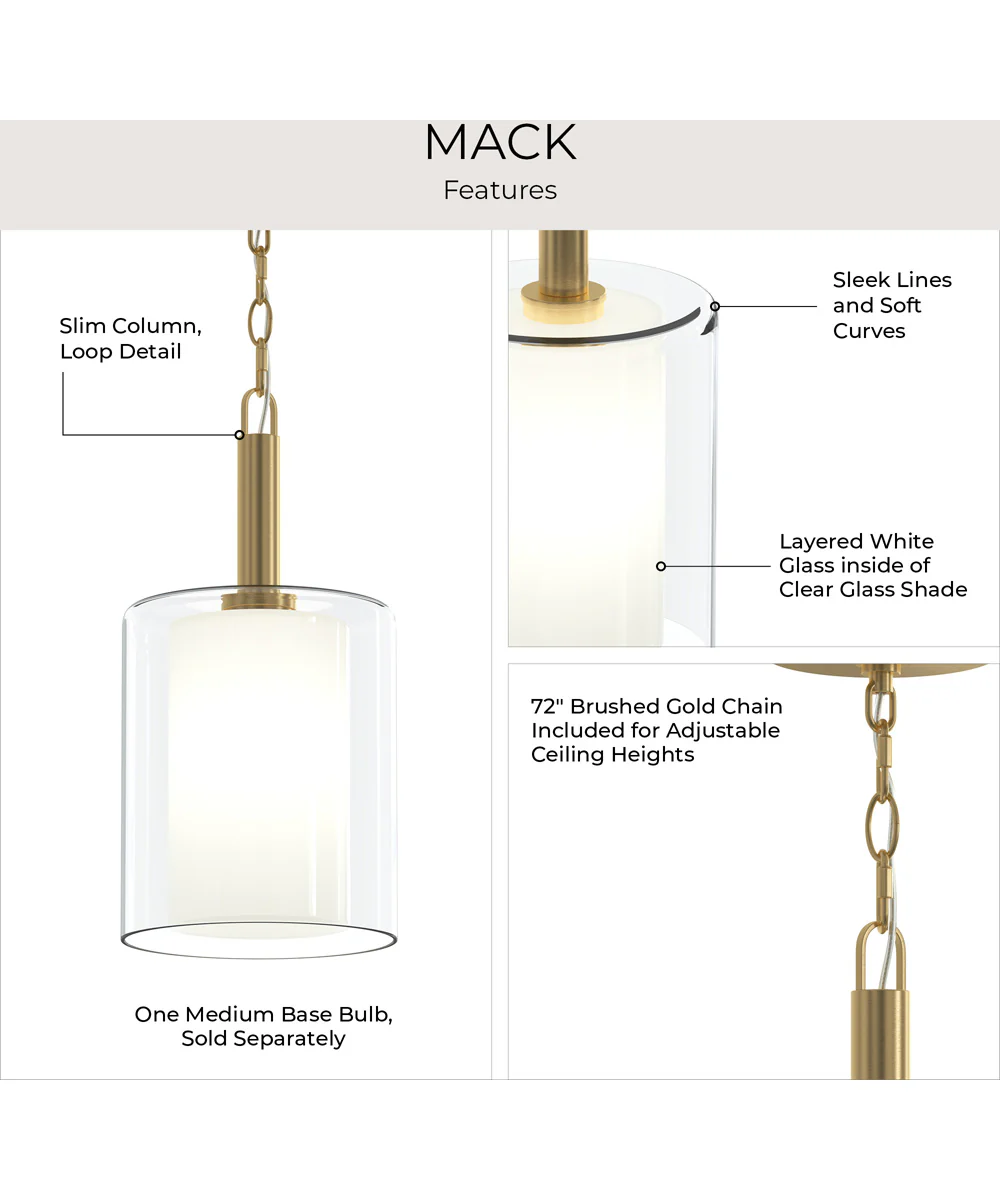 Mack 1-Light Pendant with Layered Glass Shade Brushed Gold - Image 10