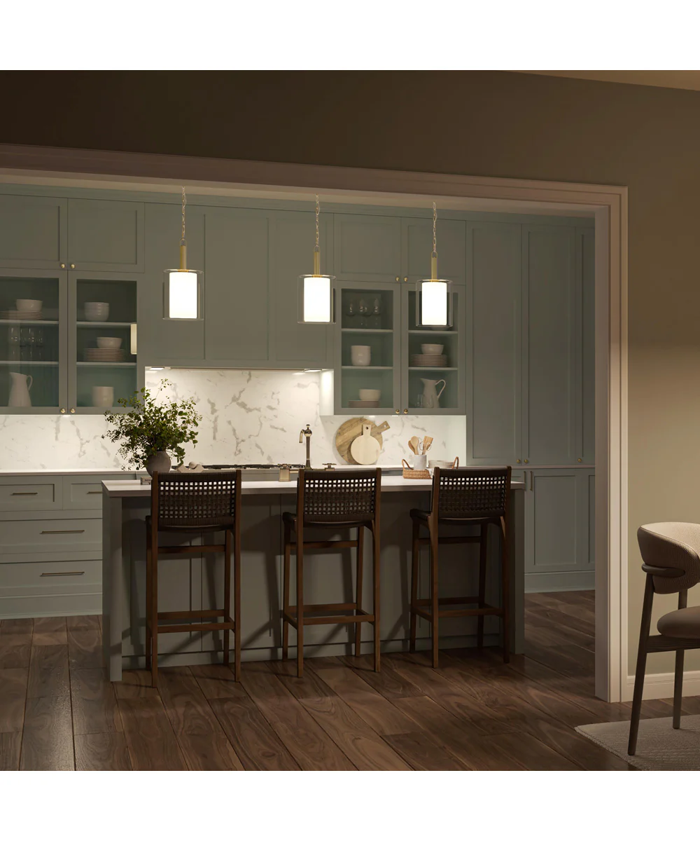 Mack 1-Light Pendant with Layered Glass Shade Brushed Gold - Image 3