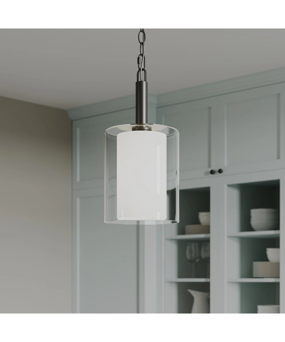 Mack 1-Light Pendant with Layered Glass Shade Matte Black - Image 11