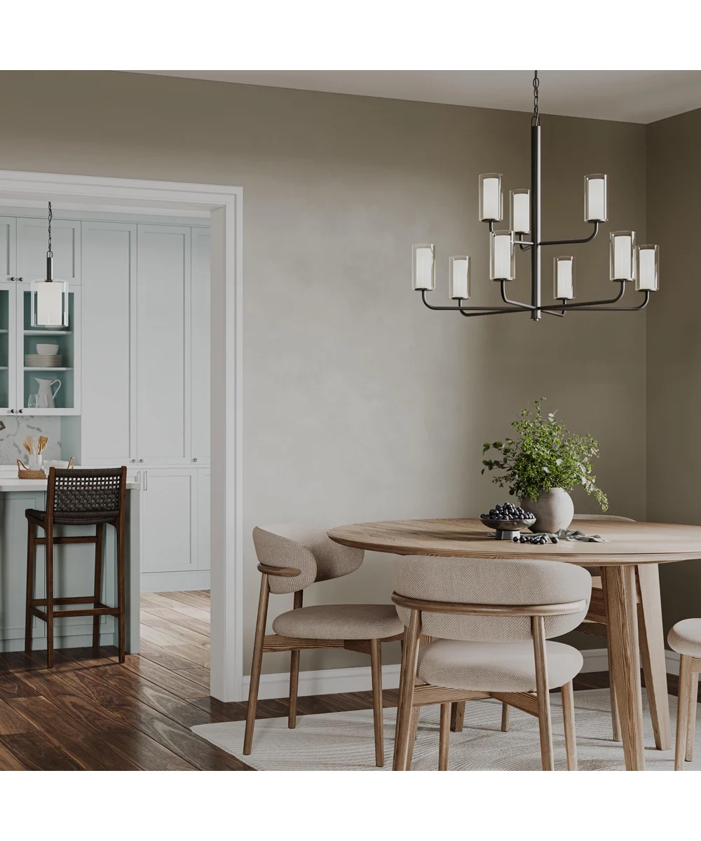 Mack 1-Light Pendant with Layered Glass Shade Matte Black - Image 12