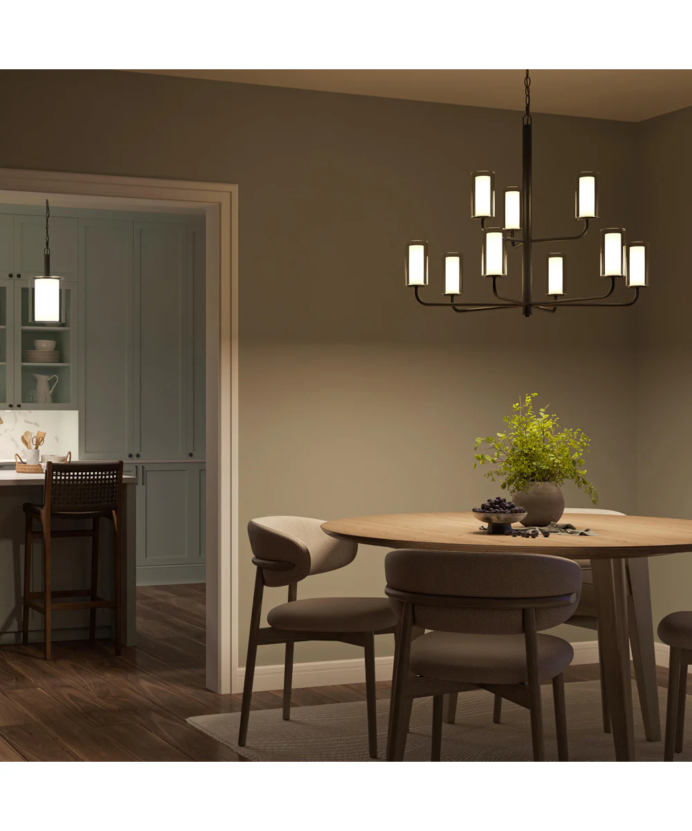 Mack 1-Light Pendant with Layered Glass Shade Matte Black - Image 13