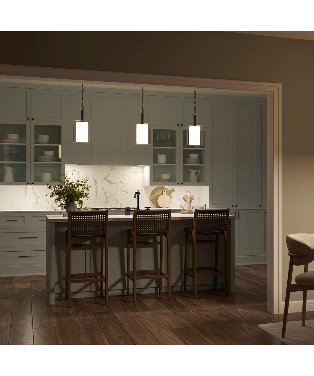 Mack 1-Light Pendant with Layered Glass Shade Matte Black - Image 3