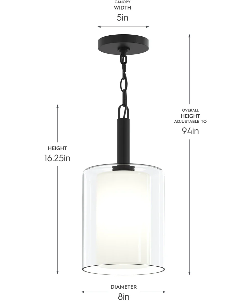 Mack 1-Light Pendant with Layered Glass Shade Matte Black - Image 4