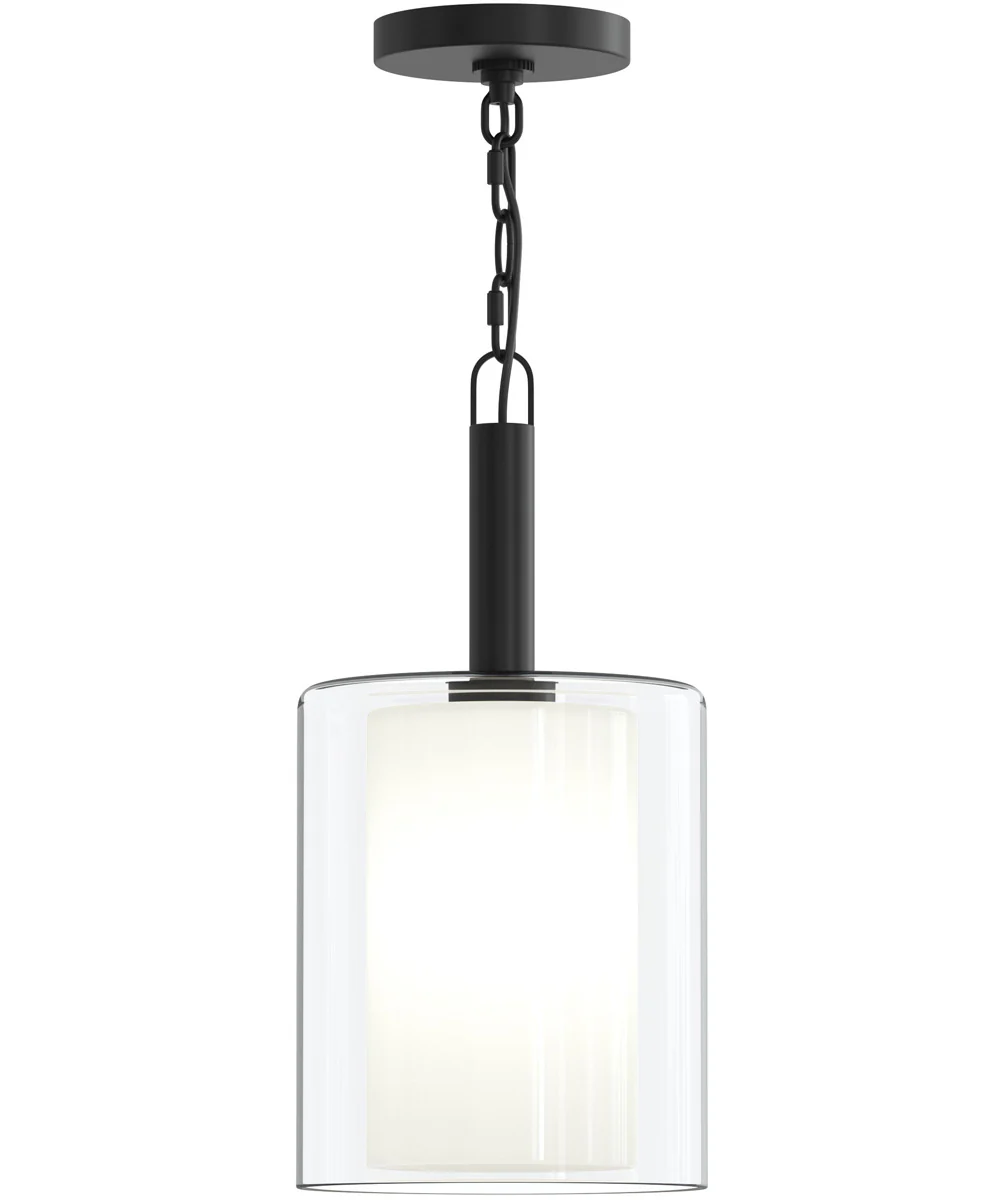 Mack 1-Light Pendant with Layered Glass Shade Matte Black - Image 7