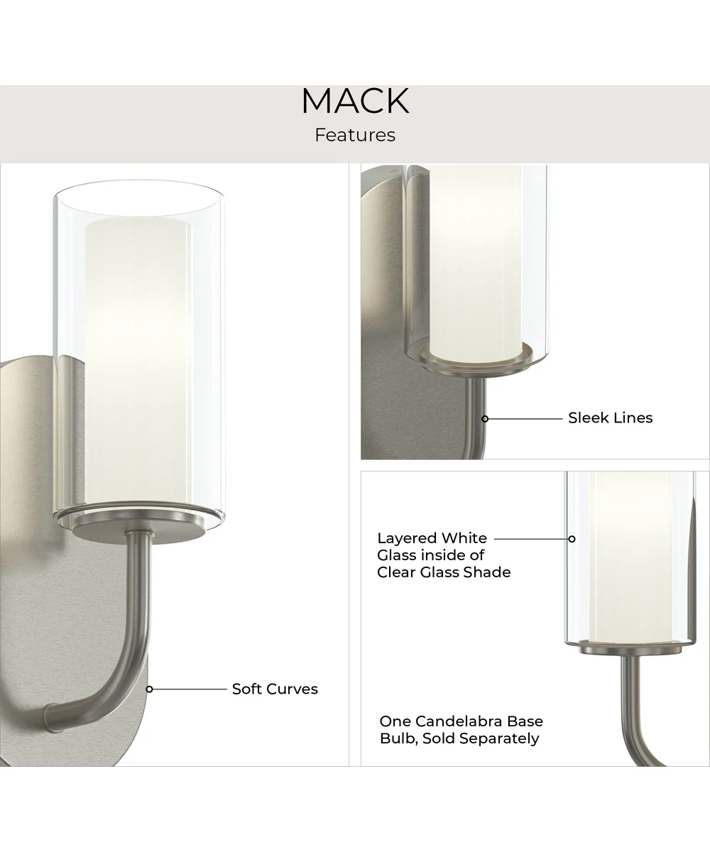 Mack 1-Light Wall Sconce with Layered Glass Shade Brushed Nickel - Image 8