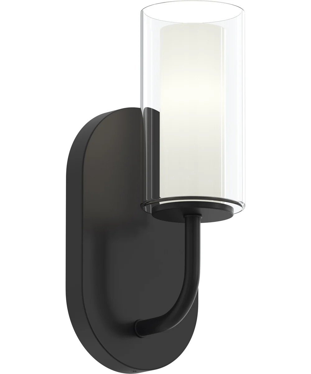 Mack 1-Light Wall Sconce with Layered Glass Shade Matte Black