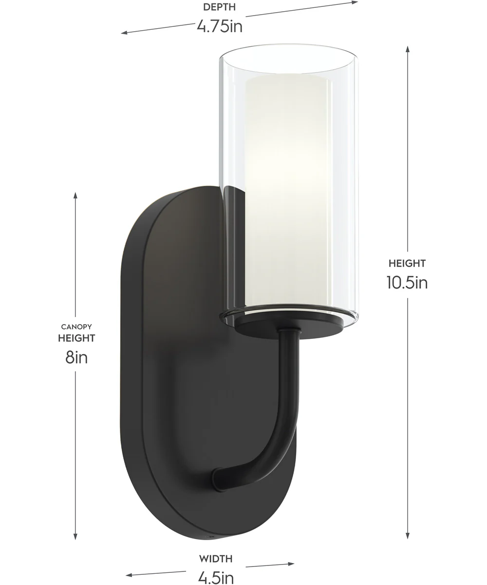 Mack 1-Light Wall Sconce with Layered Glass Shade Matte Black - Image 4