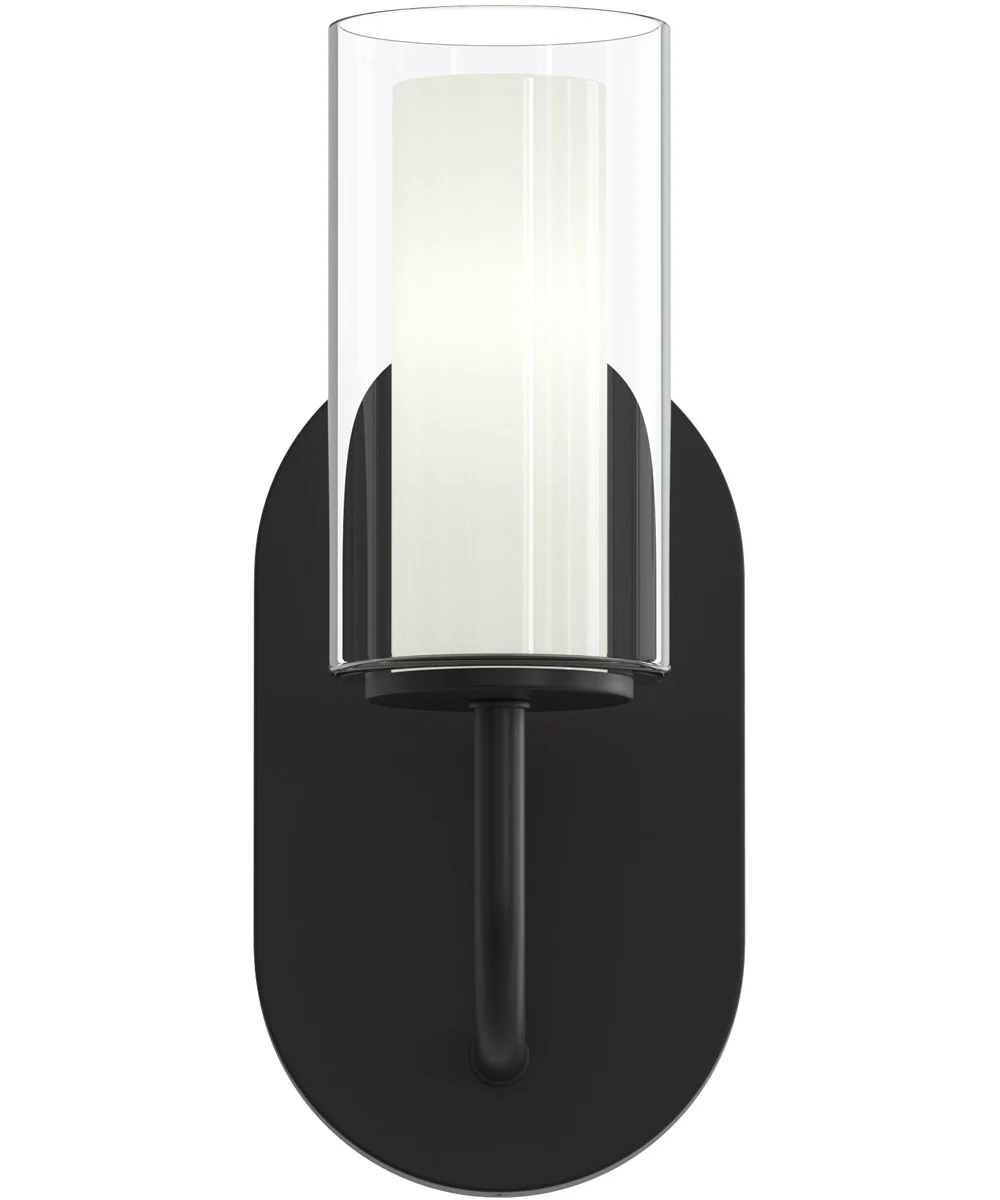 Mack 1-Light Wall Sconce with Layered Glass Shade Matte Black - Image 6