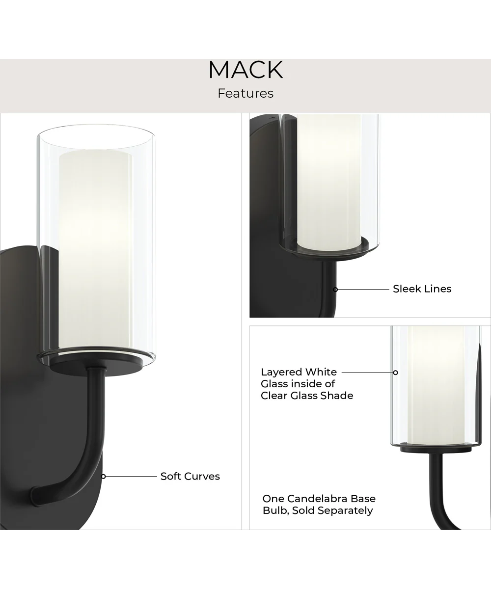 Mack 1-Light Wall Sconce with Layered Glass Shade Matte Black - Image 8
