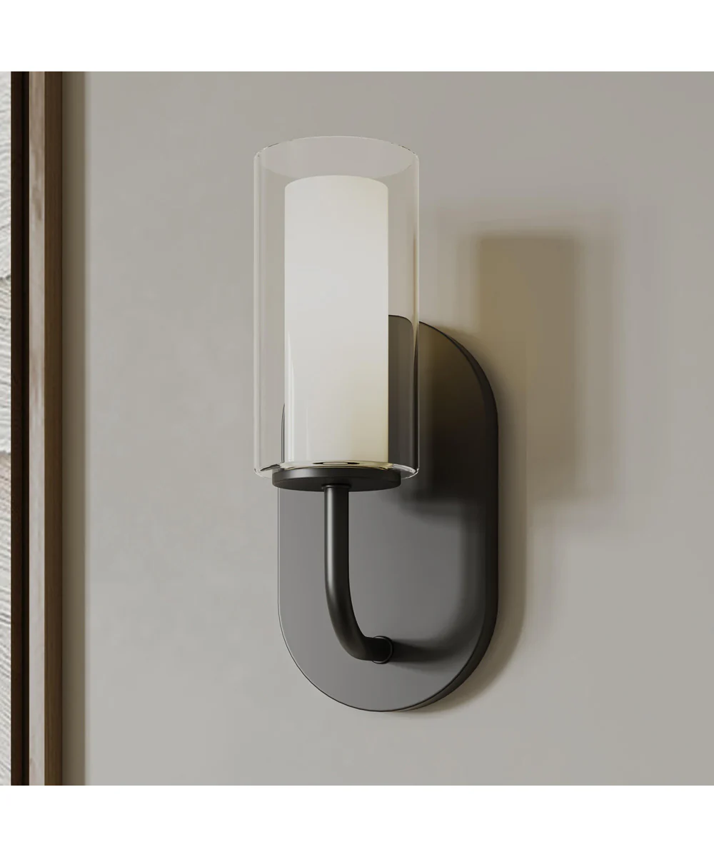 Mack 1-Light Wall Sconce with Layered Glass Shade Matte Black - Image 9