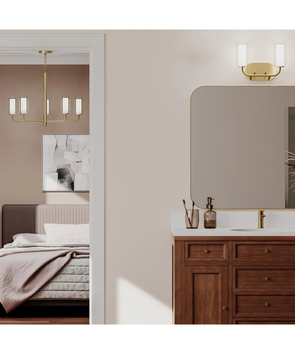 Mack 2-Light Vanity Light with Layered Glass Shades Brushed Gold - Image 2
