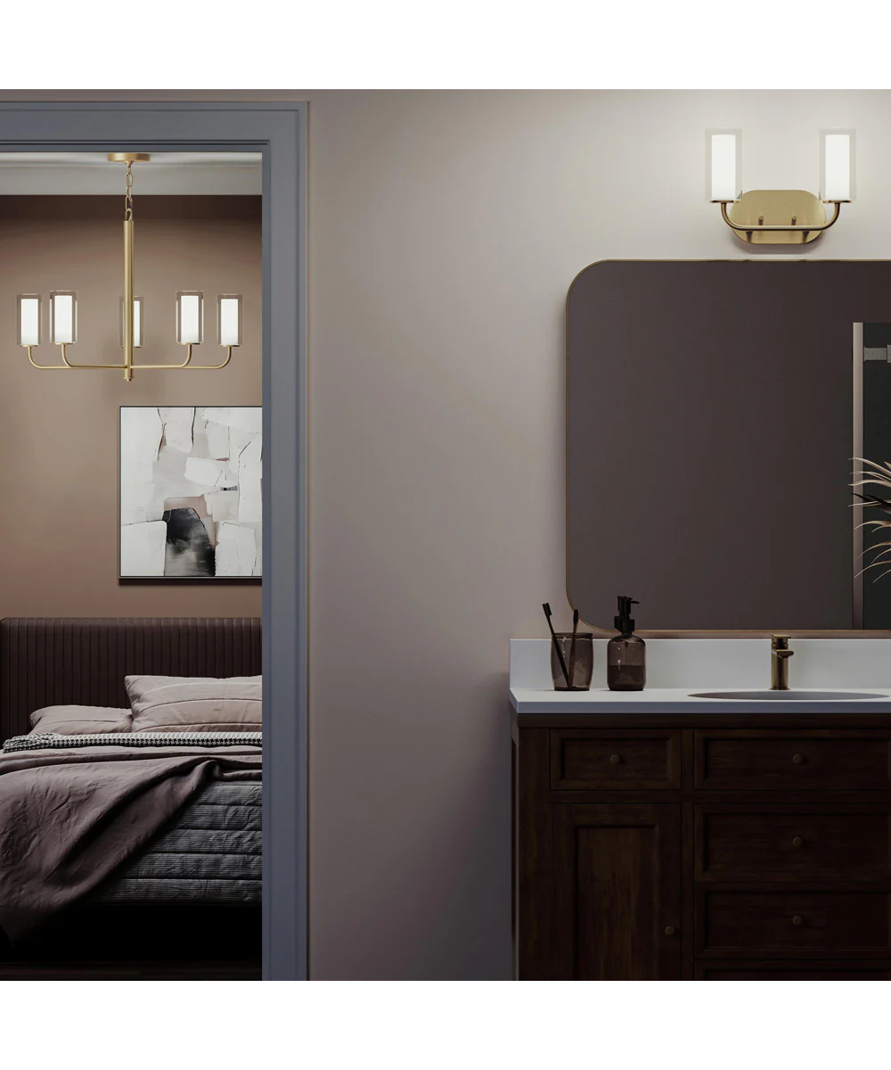 Mack 2-Light Vanity Light with Layered Glass Shades Brushed Gold - Image 3