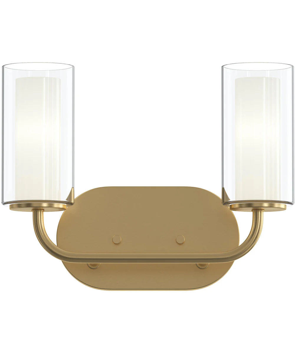 Mack 2-Light Vanity Light with Layered Glass Shades Brushed Gold - Image 5