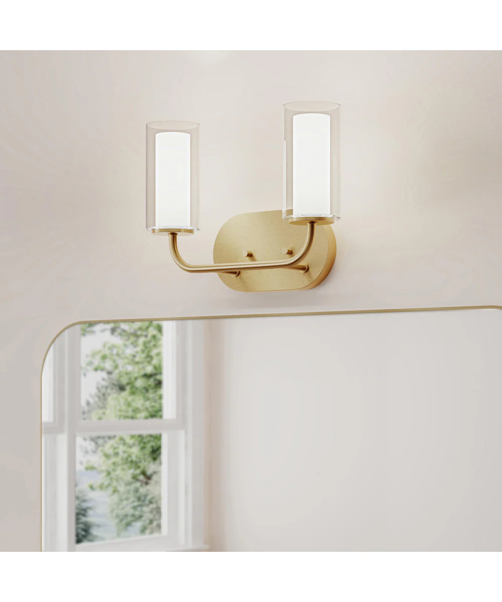 Mack 2-Light Vanity Light with Layered Glass Shades Brushed Gold - Image 8