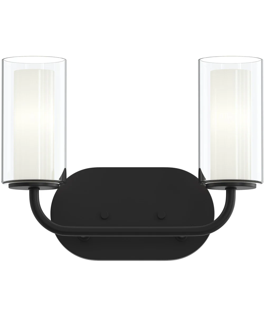 Mack 2-Light Vanity Light with Layered Glass Shades Matte Black - Image 5