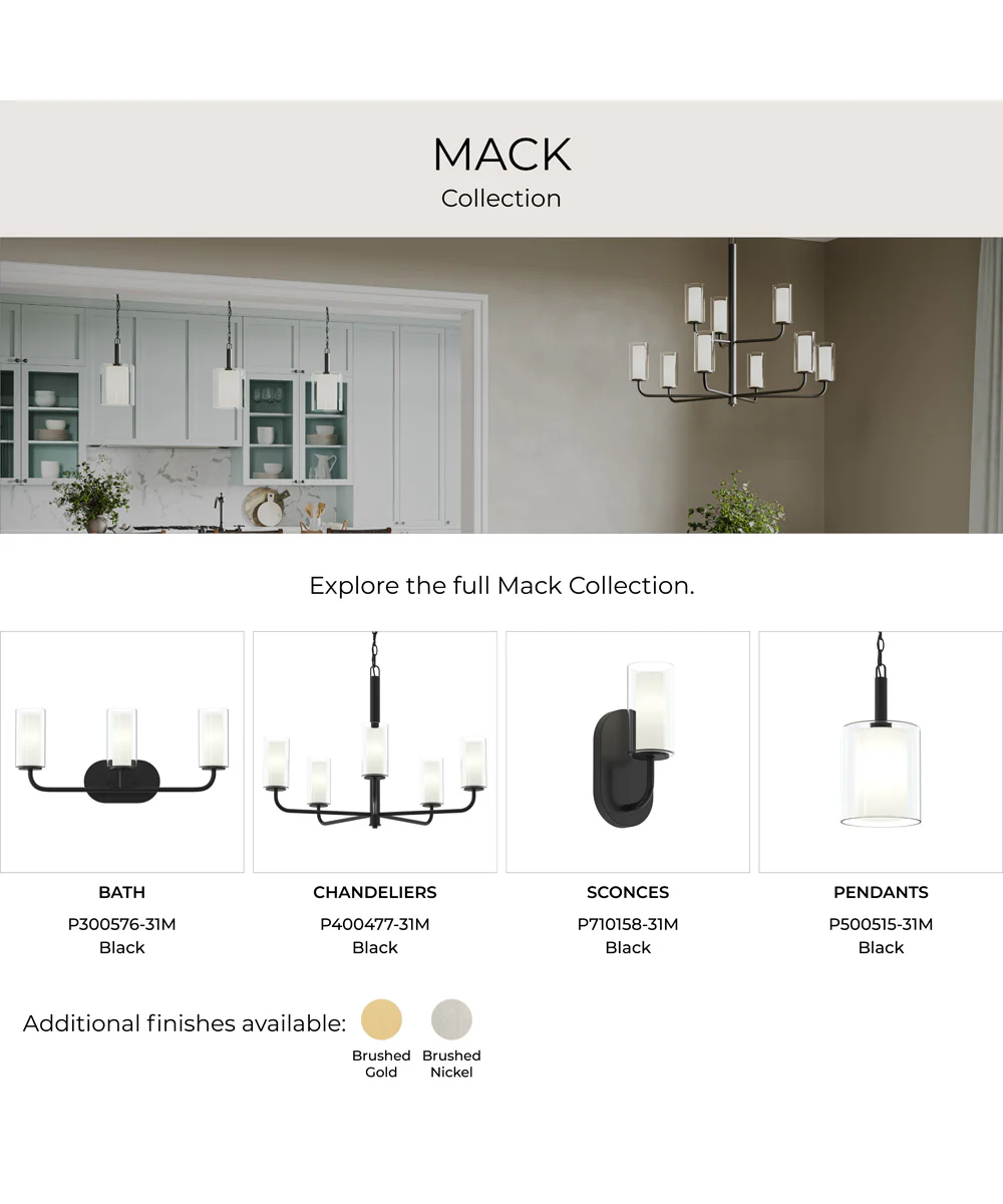 Mack 2-Light Vanity Light with Layered Glass Shades Matte Black - Image 9