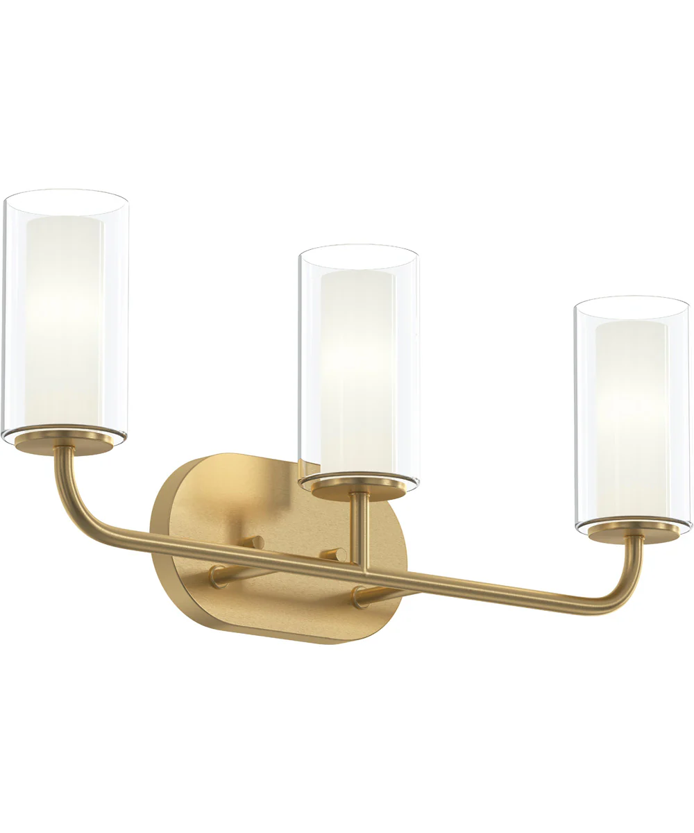 Mack 3-Light Vanity Light with Layered Glass Shades Brushed Gold