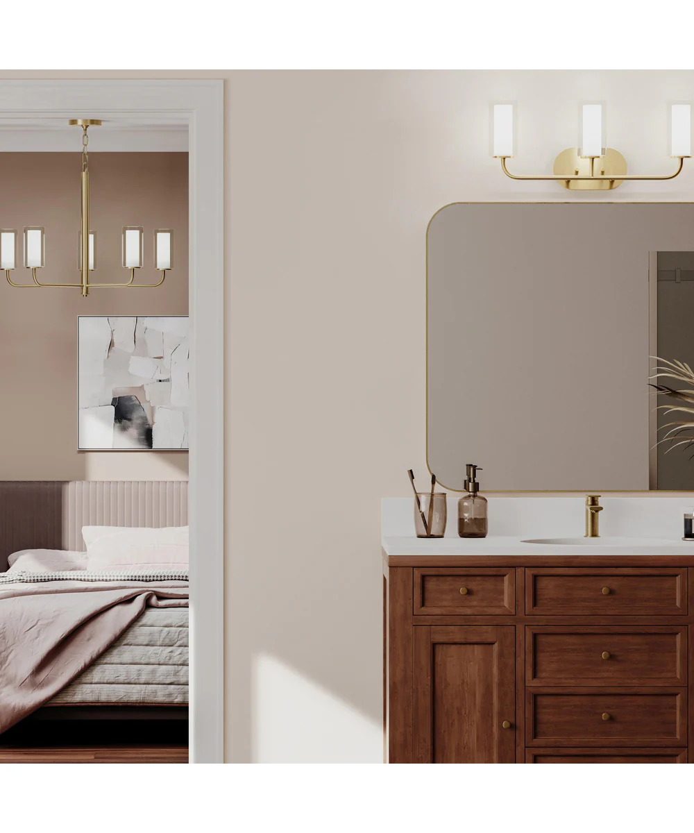 Mack 3-Light Vanity Light with Layered Glass Shades Brushed Gold - Image 2