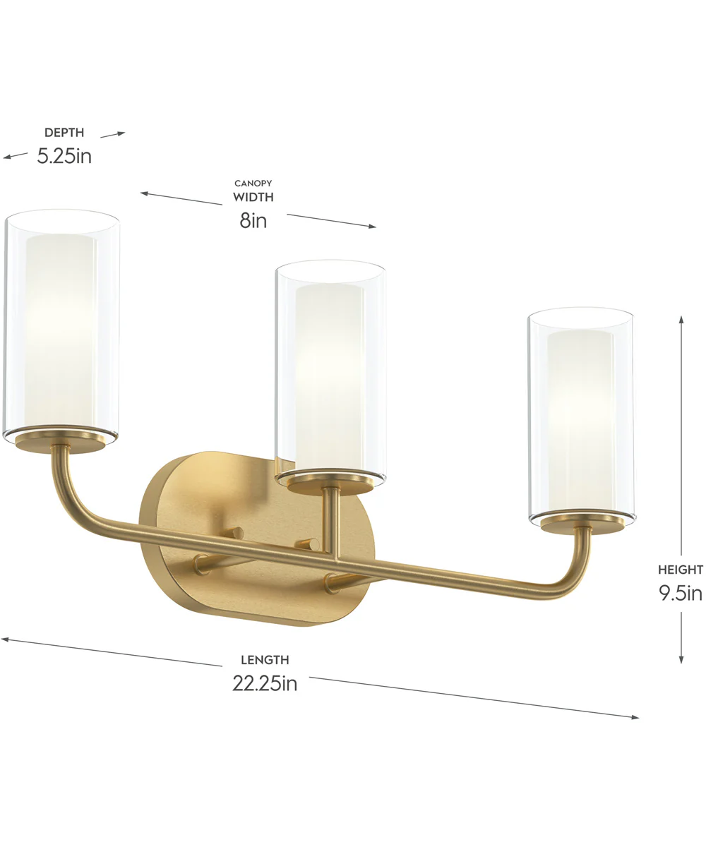Mack 3-Light Vanity Light with Layered Glass Shades Brushed Gold - Image 4
