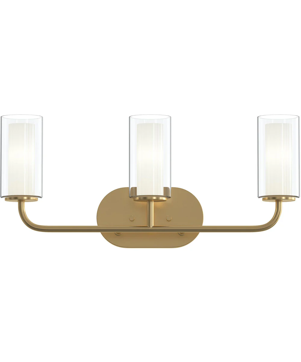 Mack 3-Light Vanity Light with Layered Glass Shades Brushed Gold - Image 5