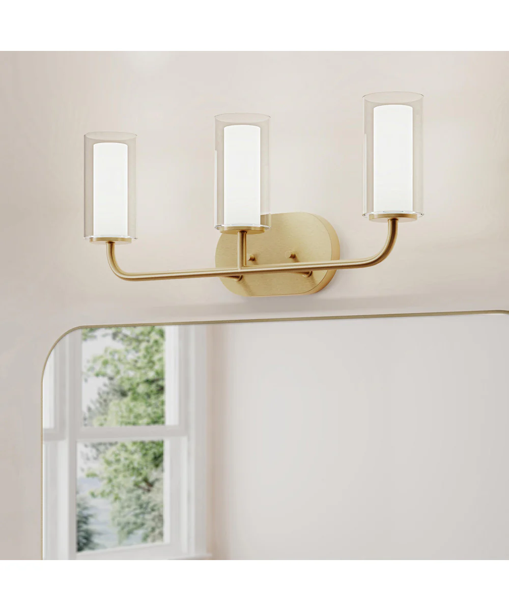 Mack 3-Light Vanity Light with Layered Glass Shades Brushed Gold - Image 8
