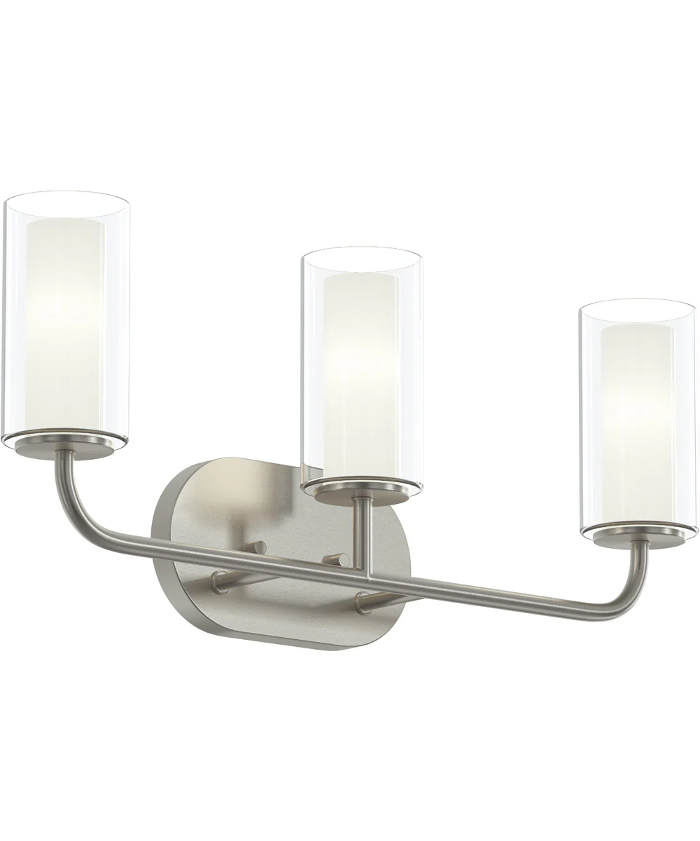 Mack 3-Light Vanity Light with Layered Glass Shades Brushed Nickel