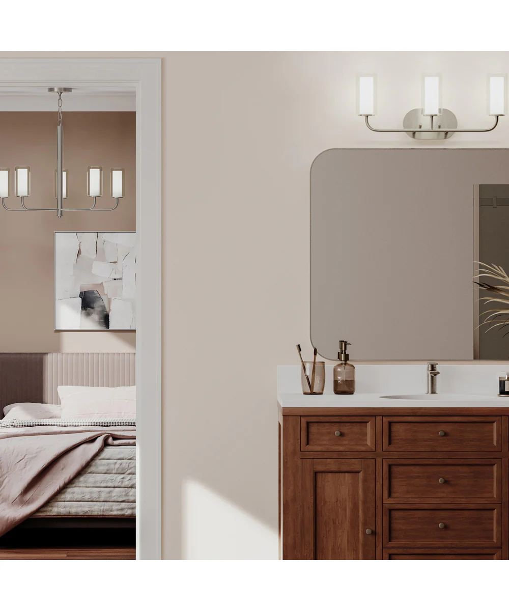 Mack 3-Light Vanity Light with Layered Glass Shades Brushed Nickel - Image 2