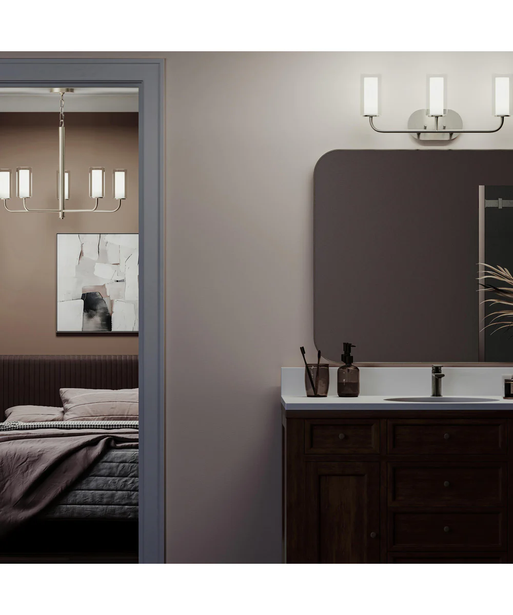 Mack 3-Light Vanity Light with Layered Glass Shades Brushed Nickel - Image 3