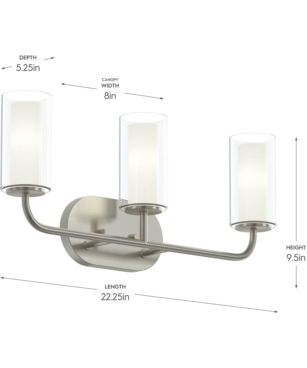 Mack 3-Light Vanity Light with Layered Glass Shades Brushed Nickel - Image 4
