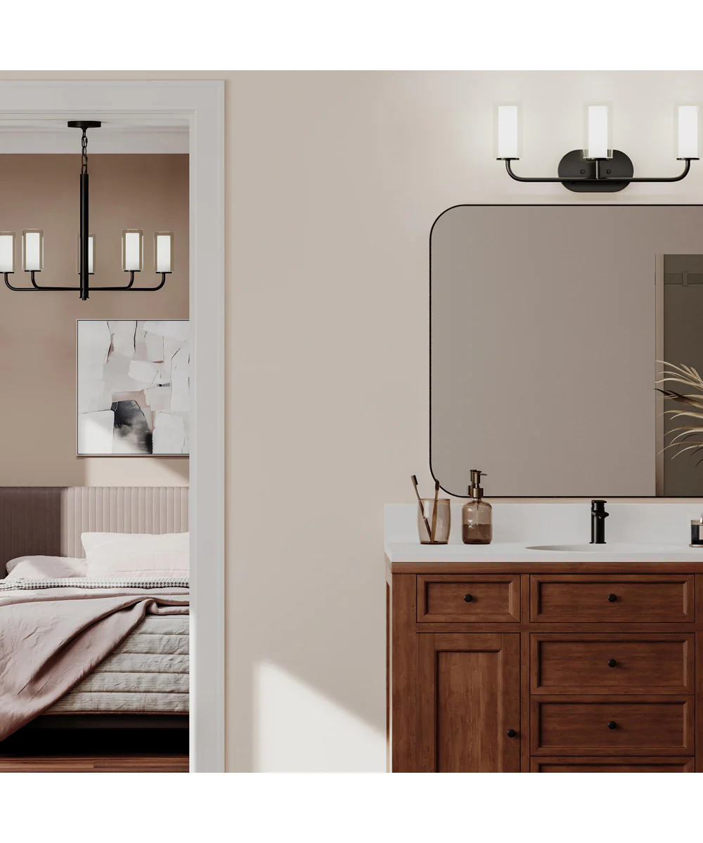 Mack 3-Light Vanity Light with Layered Glass Shades Matte Black - Image 2