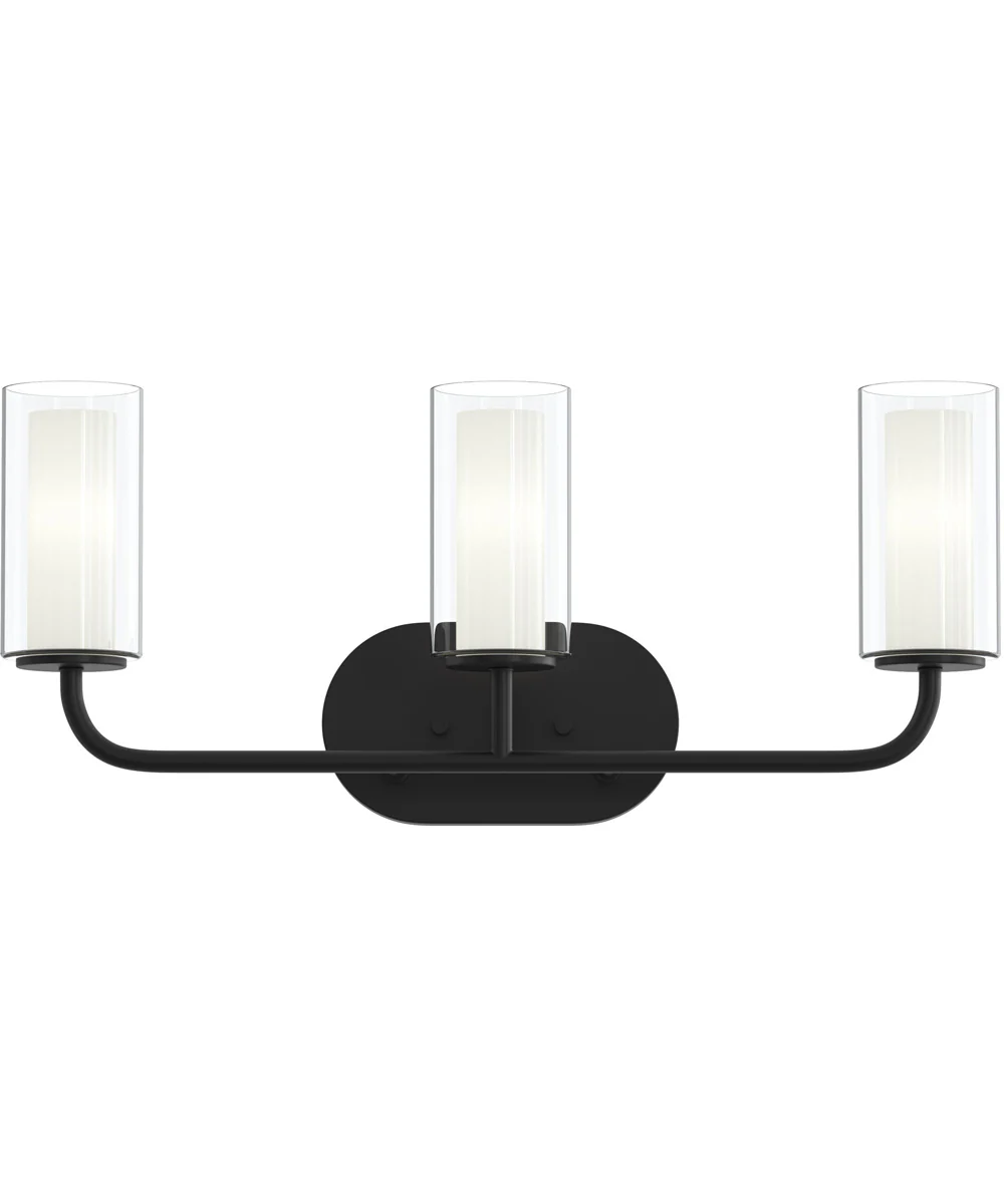 Mack 3-Light Vanity Light with Layered Glass Shades Matte Black - Image 5