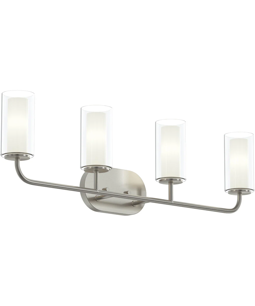 Mack 4-Light Vanity Light with Layered Glass Shades Brushed Nickel