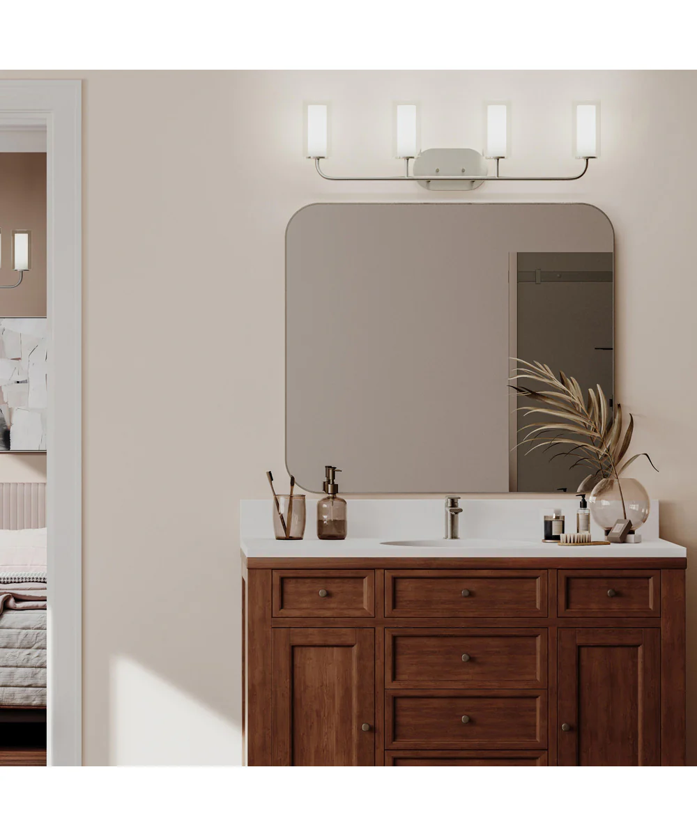 Mack 4-Light Vanity Light with Layered Glass Shades Brushed Nickel - Image 2