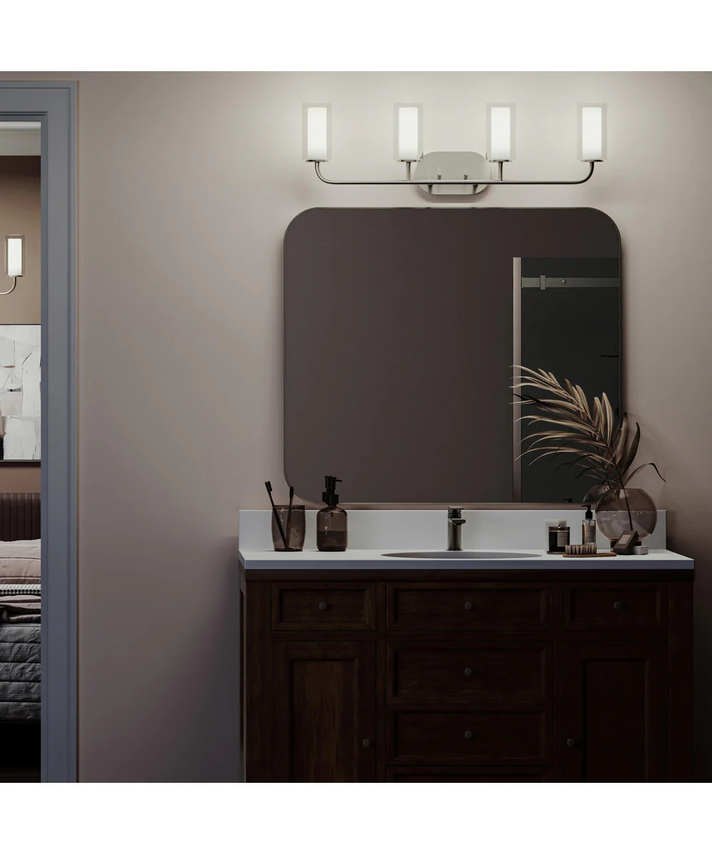 Mack 4-Light Vanity Light with Layered Glass Shades Brushed Nickel - Image 3