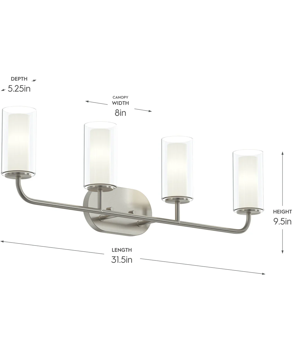Mack 4-Light Vanity Light with Layered Glass Shades Brushed Nickel - Image 4